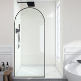 Ember Series 34 in. x 78 in Framed Arch Fixed Shower Screen Door with 8mm Tempered Clear or Fluted Glass