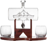 Whiskey Decanter Set - 1250ml Ship & 2 Whiskey Glasses