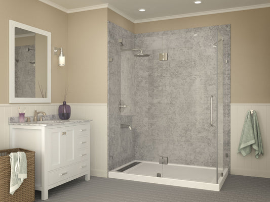 Field Base Series 36 in. L x 60 in. W Corner Shower Shower Pan Base with Left Drain in Glossy White Marine Acrylic