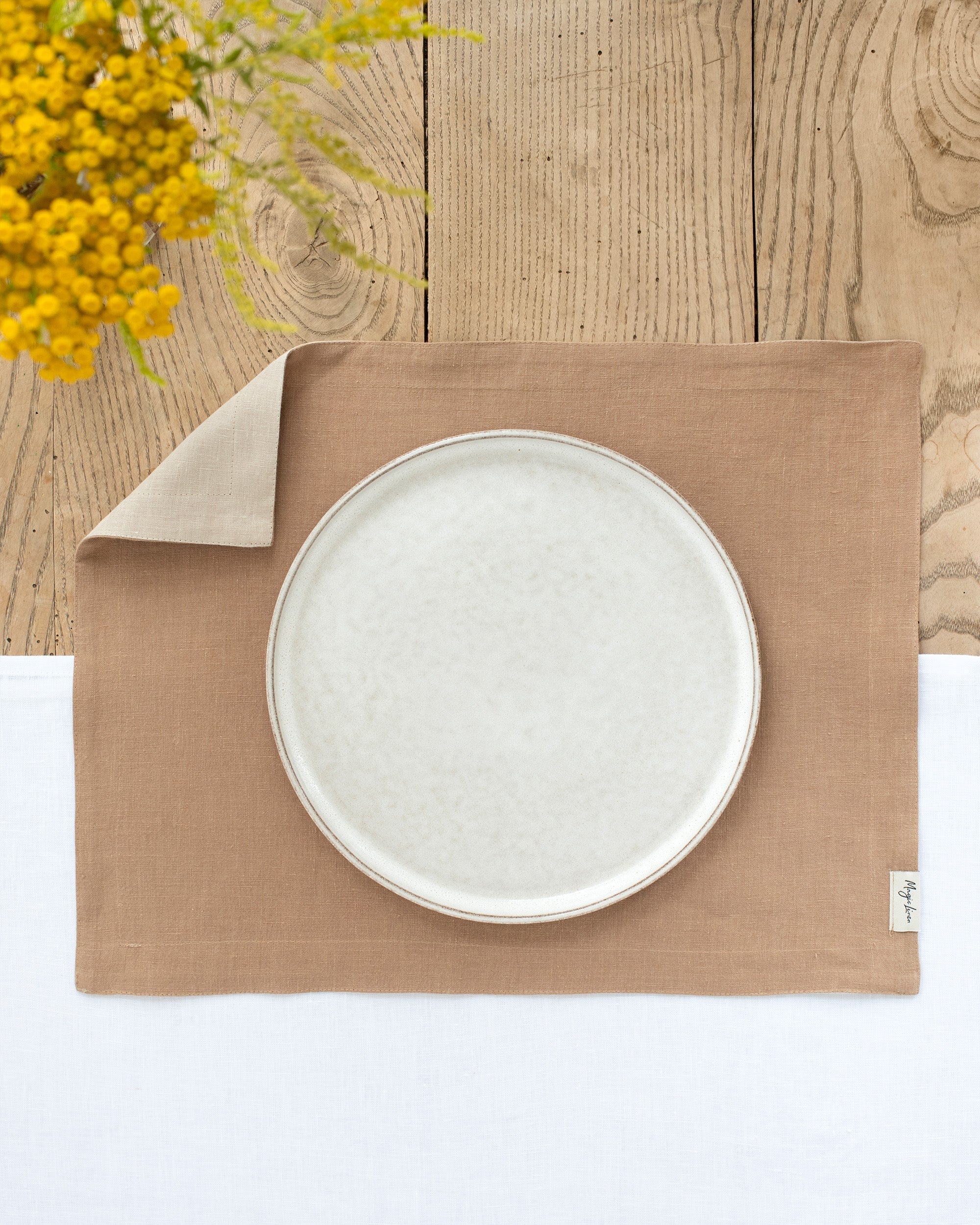 Double layer linen placemat set of 2 in Latte