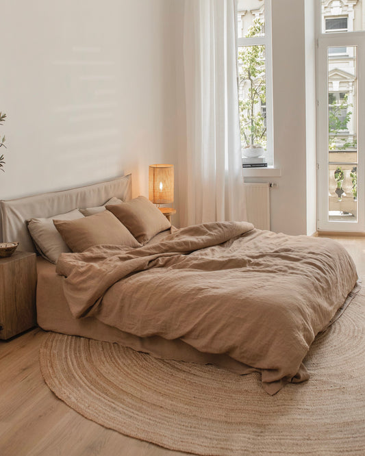 Latte linen fitted sheet