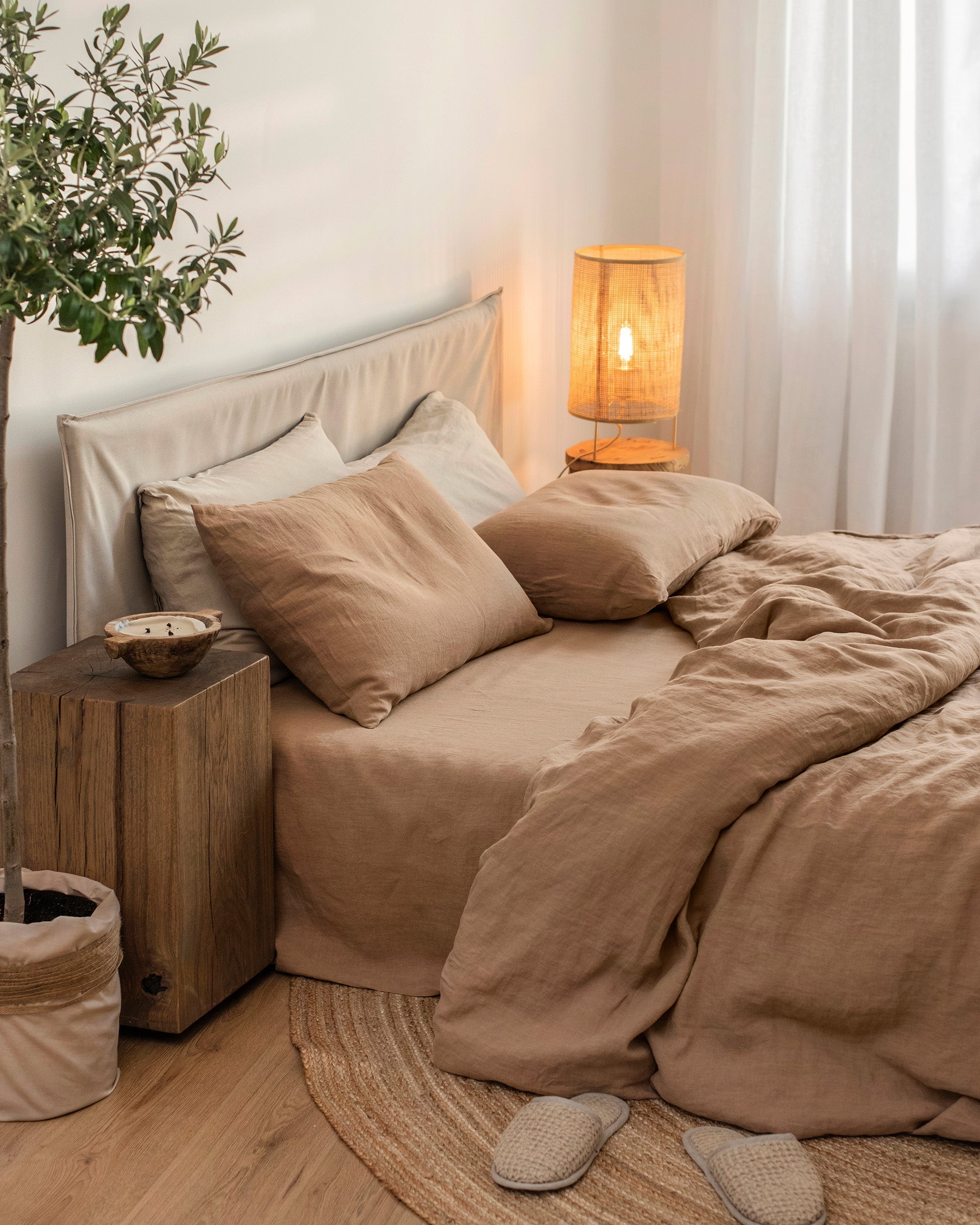 Latte linen duvet cover