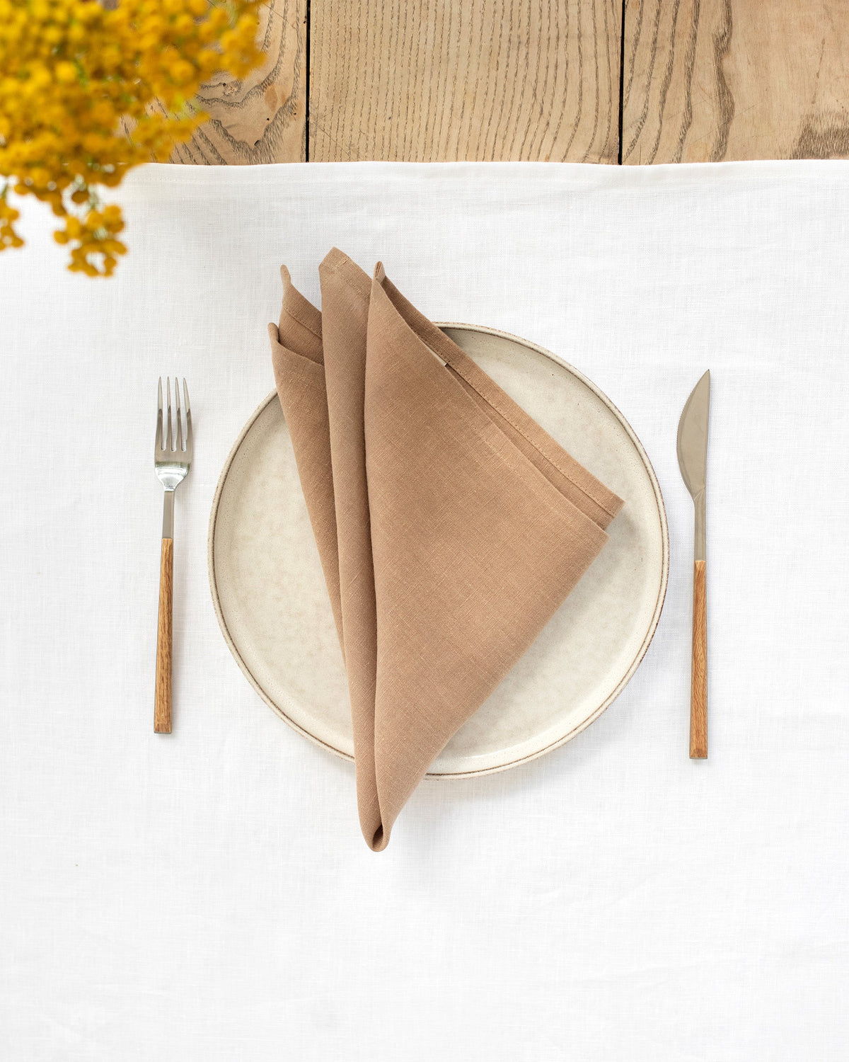 Latte linen napkin set of 2