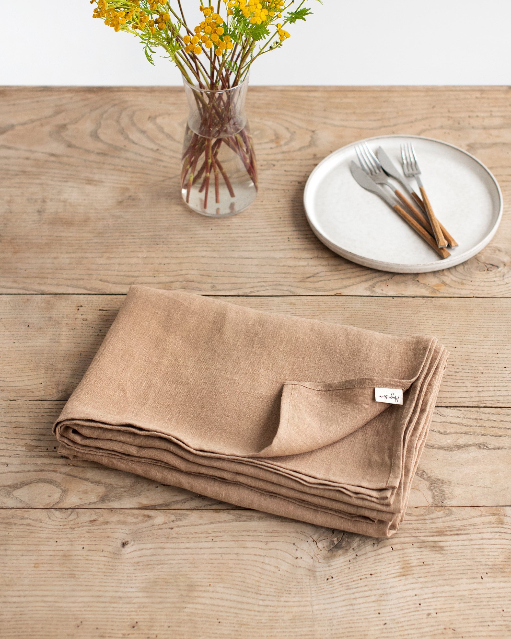 Latte linen tablecloth