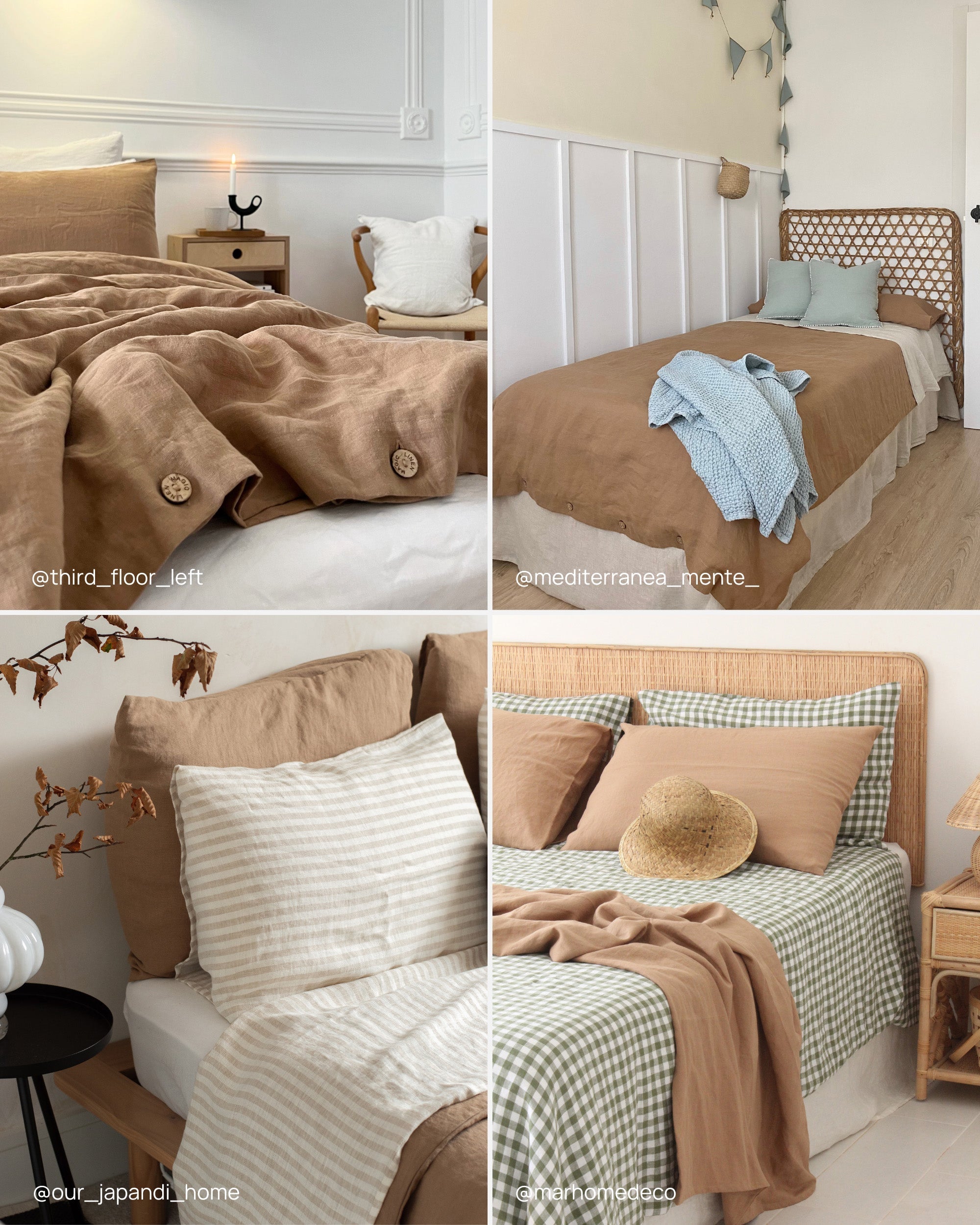 Latte linen duvet cover set (3 pcs)