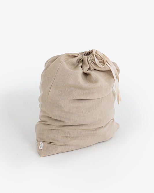 Linen laundry bag in Natural linen
