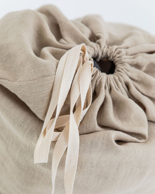 Linen laundry bag in Natural linen