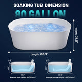 Jericho Series 67 in. x 32 in. Flat Bottom Acrylic Freestanding Air Jetted Bathtub with Center Drain in Glossy White