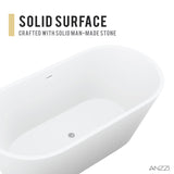 Rossetto Series 67 in. x 28 in. Flat Bottom Solid Surface Freestanding Soaking Bathtub with Center Drain in Matte White