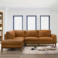 London Mid-Century Modern Leather Sectional Sofa