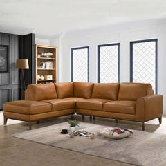 London Mid-Century Modern Leather Sectional Sofa