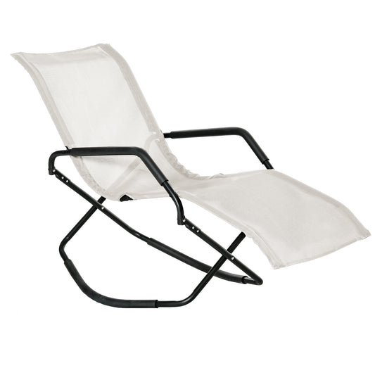 Outsunny Zero Gravity Rocking Sun Lounger, Cream White, Sunbathing Haven