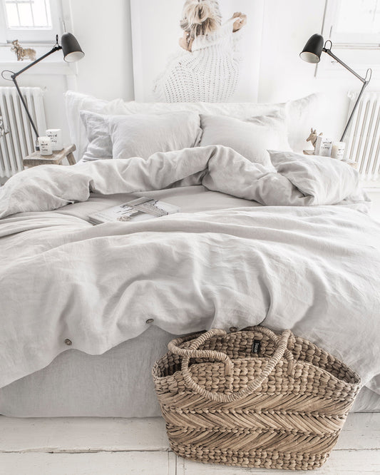 Light gray linen duvet cover set (3 pcs)