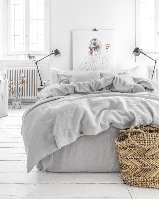 Light gray linen flat sheet