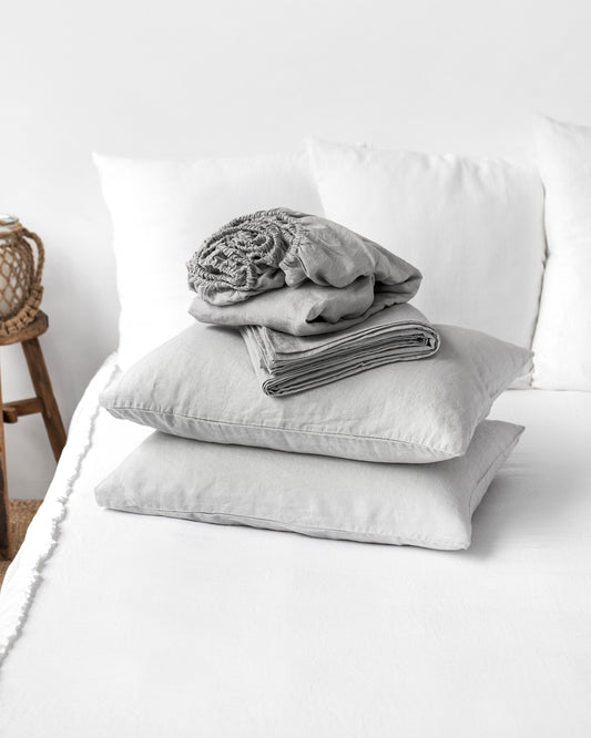Light gray linen sheet set (4 pcs)