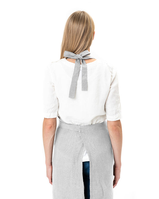 Linen bib apron in Light gray