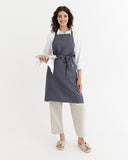 Linen bib apron in Charcoal gray