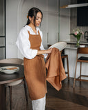 Linen tea towel in Cinnamon