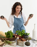 Linen bib apron in Gray blue