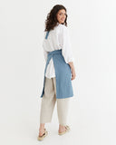 Linen bib apron in Gray blue