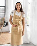 Linen bib apron in Sandy beige