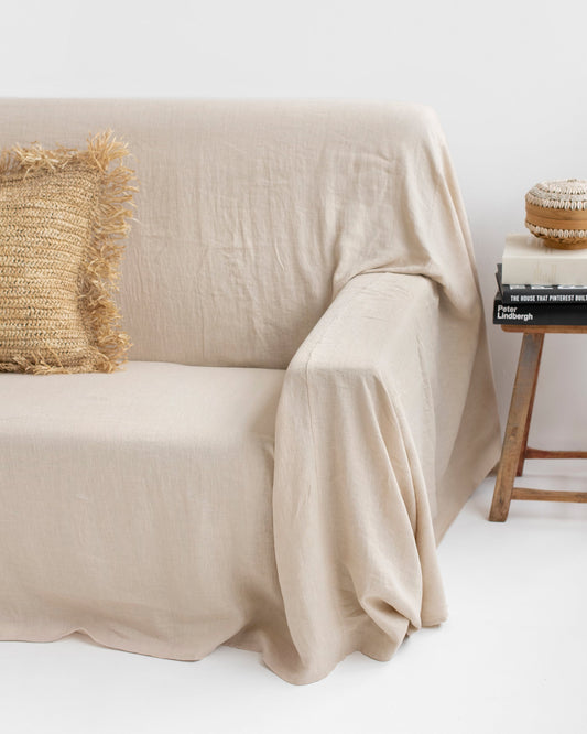 Linen couch cover in Natural linen