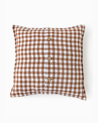 Deco pillow cover with buttons in Cinnamon gingham