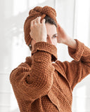 Linen hair towel turban in Cinnamon