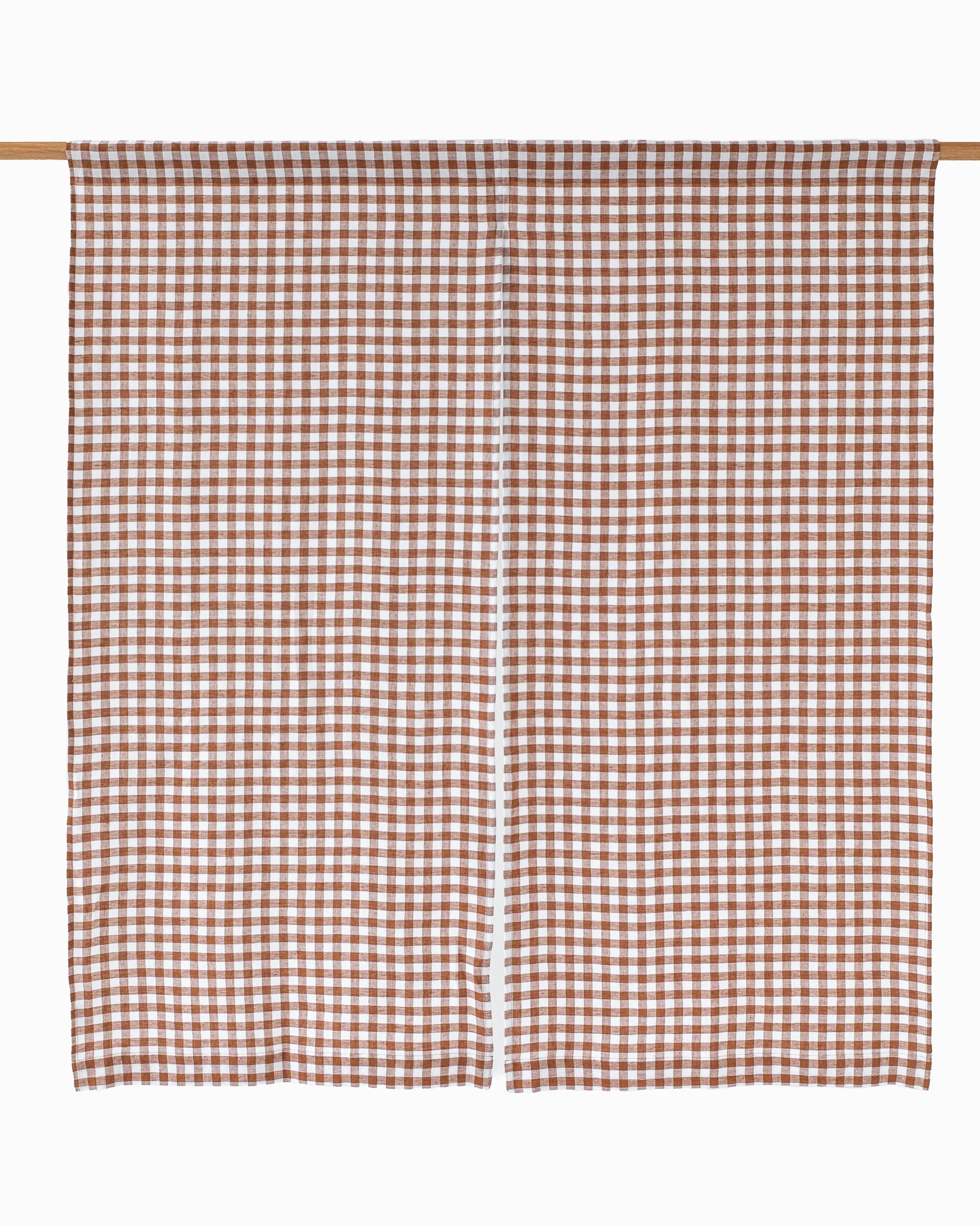 Linen noren curtains (1 pcs) in Cinnamon gingham