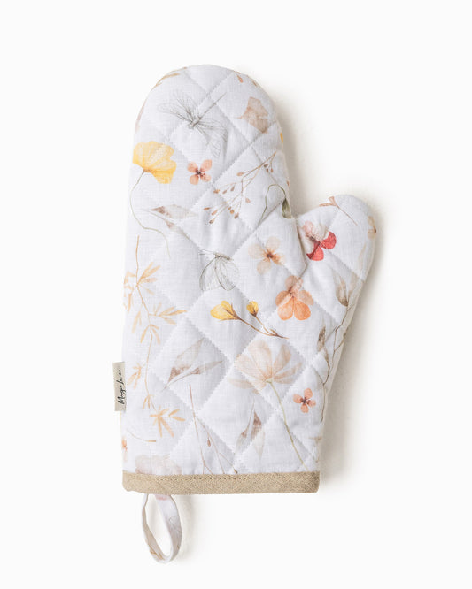 Linen oven mitt (1 pcs) in Meadow print
