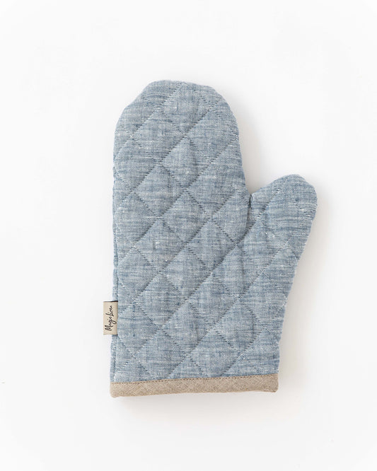 Linen oven mitt (1 pcs) in Blue melange
