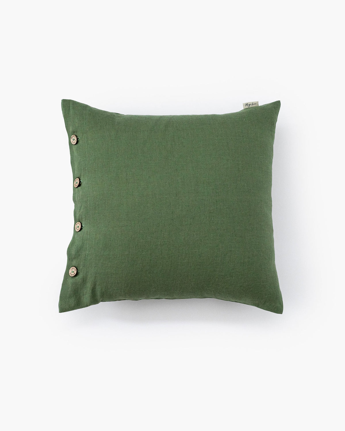 Linen pillowcase with buttons in Forest green