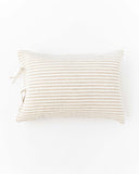 Linen pillowcase with ties in Striped in natural