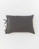 Linen pillowcase with ties in Charcoal gray