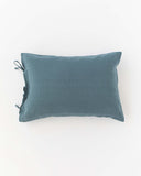 Linen pillowcase with ties in Gray blue