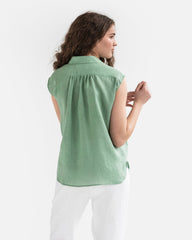 Lightweight linen shirt SEDONA in matcha green