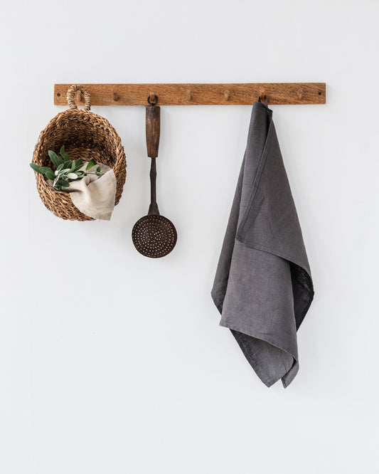 Linen tea towel in Charcoal gray