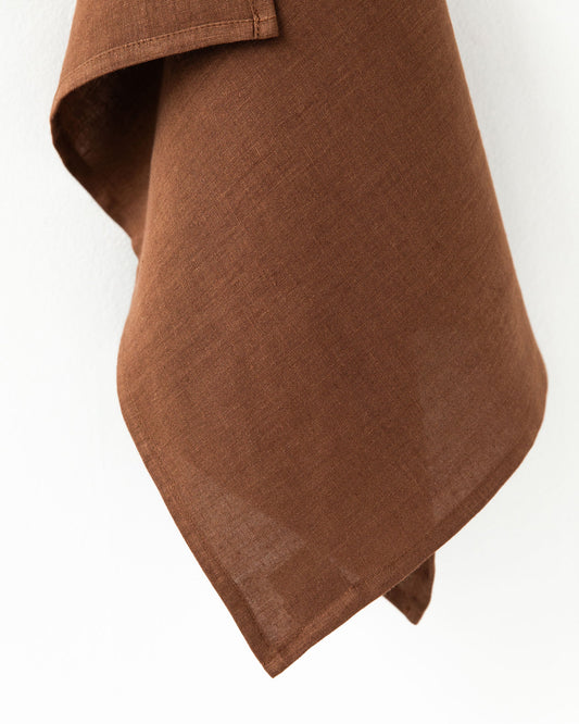 Linen tea towel in Chocolate brown