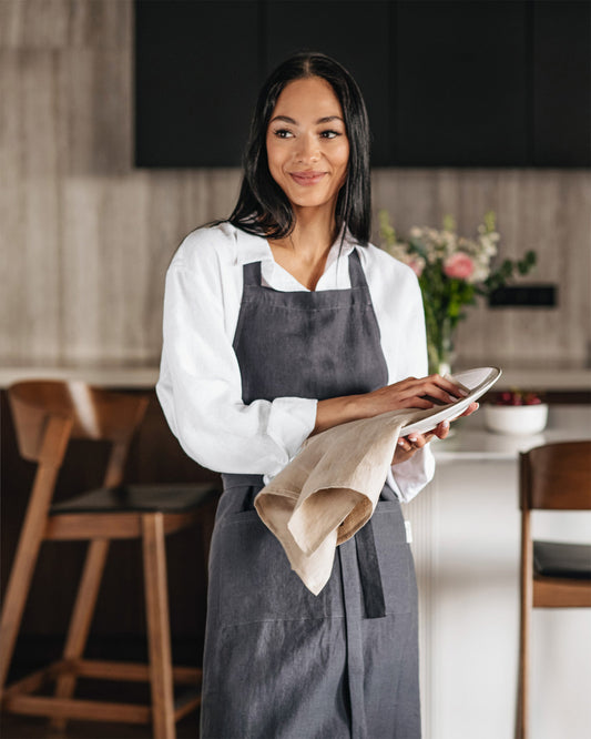 Linen tea towel in Natural linen