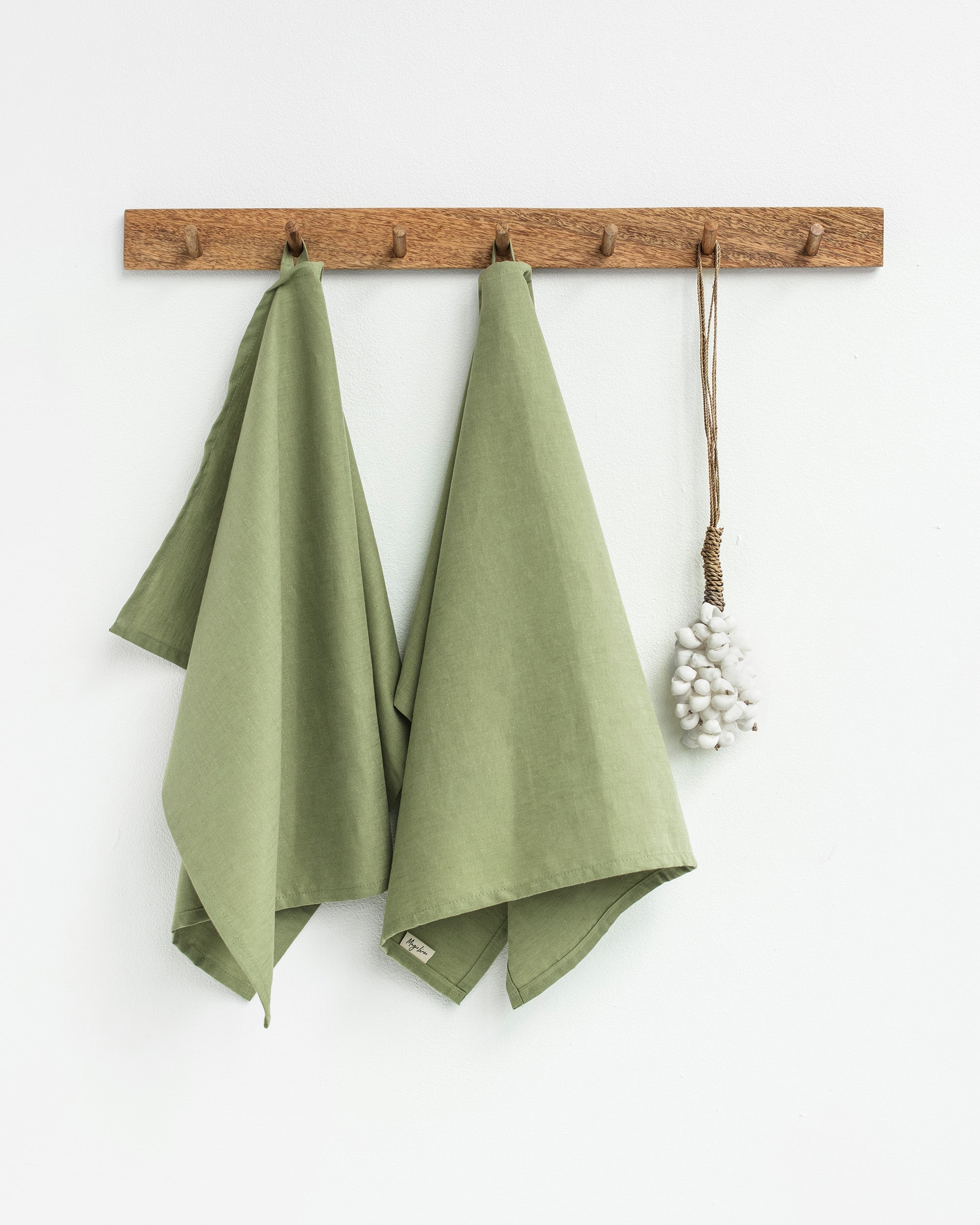 Linen-cotton tea towel in Sage (Set of 2)