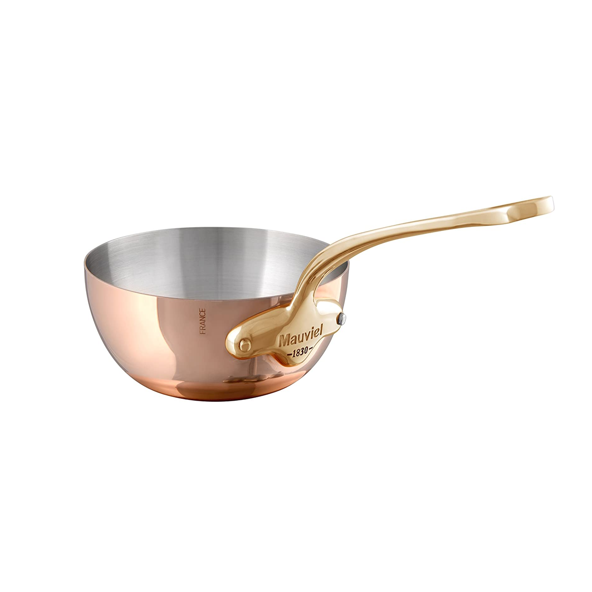 Mauviel M'Heritage 150 B Copper Curved Splayed Saute Pan With Brass Handle, 2.1-Qt