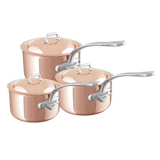 Mauviel M’6 S 6-Piece Induction Copper Cookware Set With Lid, Cast Stainless Steel Handles