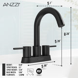 Remnants Series 4 in. Centerset Double Handle Mid Arc Bathroom Sink Faucet with Drain Kit and Deckplate Included