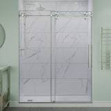ANZZI 60 in. x 76 in. Frameless Sliding Shower Door, 3/8" TSUNAMI GUARD Glass, Exposed Rollers and RHINO ALLOY Hardware
