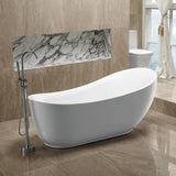 Talyah Series 71 in. x 35 in. Flat Bottom Acrylic Freestanding Soaking Bathtub with Center Drain in Glossy White