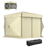 Outsunny 12' x 12' Hexagonal Pop Up Gazebo Canopy Tent with 5 Sidewalls, Outdoor Canopy Shelter with Carry Bag, Beige