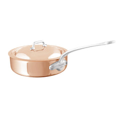 Mauviel M'6 S Induction Copper Saute Pan With Lid, Cast Stainless Steel Handle, 3.2-Qt