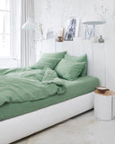 Matcha green linen fitted sheet