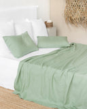 Matcha green linen flat sheet