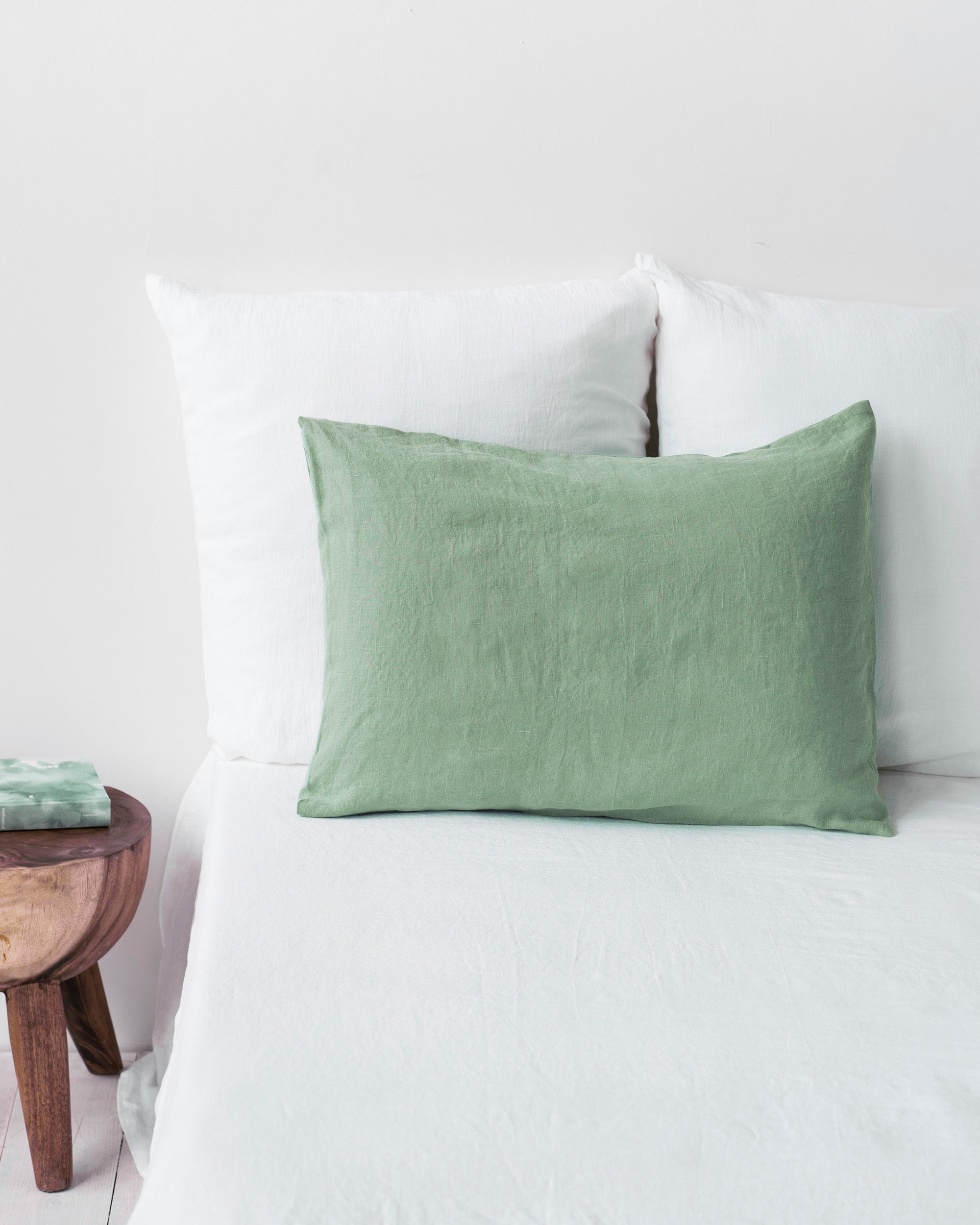 Matcha green linen pillowcase